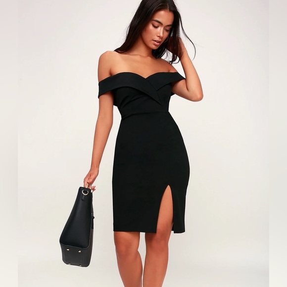 Lulus Classic Glam Black Off-the-Shoulder Bodycon Dress - Picture 2 of 4